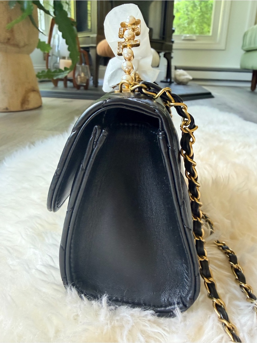 **PRICE FIRM** Chanel MAKEUP Crystal Inset & Pearl Handle Bag w SEALED Hardware - Picture 8 of 15